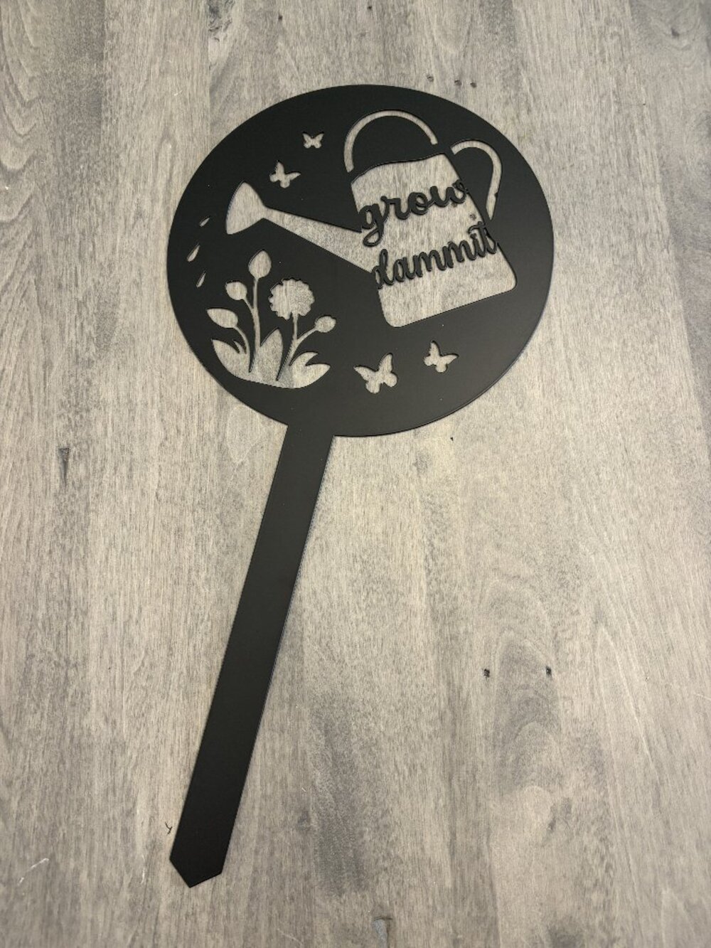 Funny Garden Sign-Black Metal 8x16"-New without tags